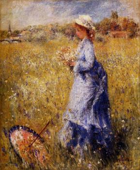 Pierre Auguste Renoir : Girl Gathering Flowers